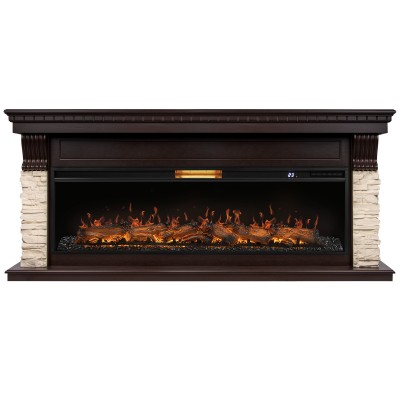 Портал Firelight Michigan 60, камень молочный, шпон темный дуб